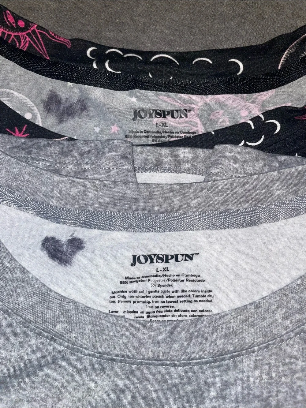 Joyspun Trust in the universe Black Moon & Sun sleep shirts w pockets size L-XL